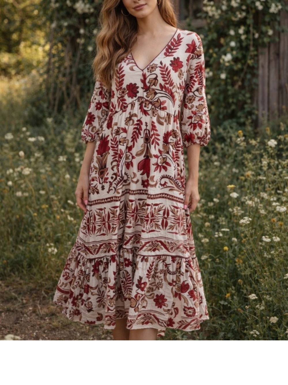 Fig And Flower Midi Dress Small 🥀